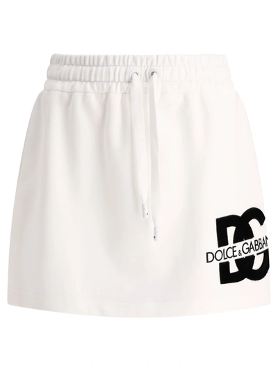 Dolce & Gabbana Dg Logo Mini Skirt In Blanco