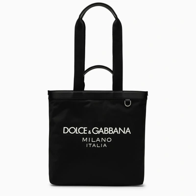 Dolce & Gabbana Dolce&gabbana Black Nylon Shopping Bag With Logo