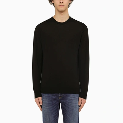 Drumohr Round Neck Long-sleeved Sweater In Black