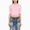 DSQUARED2 DSQUARED2 PINK COTTON CROPPED JERSEY