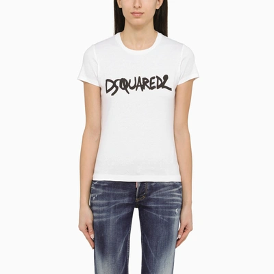 DSQUARED2 DSQUARED2 WHITE COTTON T SHIRT WITH LOGO