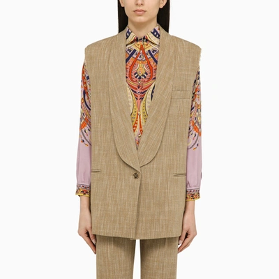 Etro Single-breasted Waistcoat In Beige