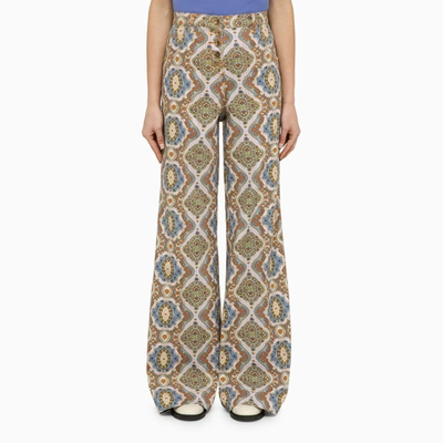 Etro High-rise Medallion-print Wide-leg Silk Trousers In Multicolour