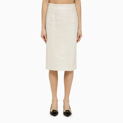 FEDERICA TOSI FEDERICA TOSI SILVER COTTON BLEND MIDI SKIRT