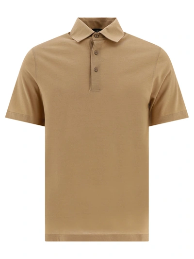 Herno Crêpe Jersey Polo Shirt Polo Shirts In Beige