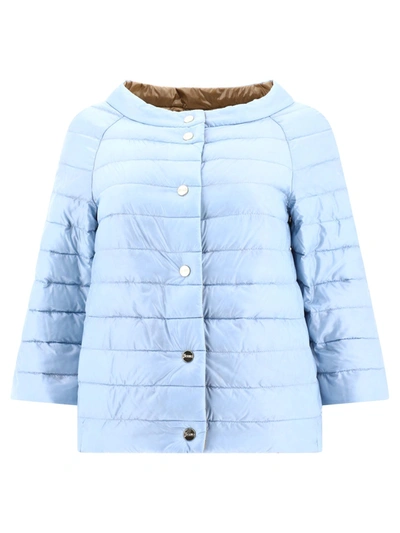 Herno Quilted Reversible Down Jacket In Light Blue
