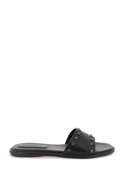 Isabel Marant Leather Vikee Slides In Black