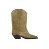 Isabel Marant Duerto Embroidered Suede Cowboy Boots In Beige