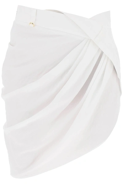 Jacquemus La Mini Jupe Saudade Draped Skirt In White