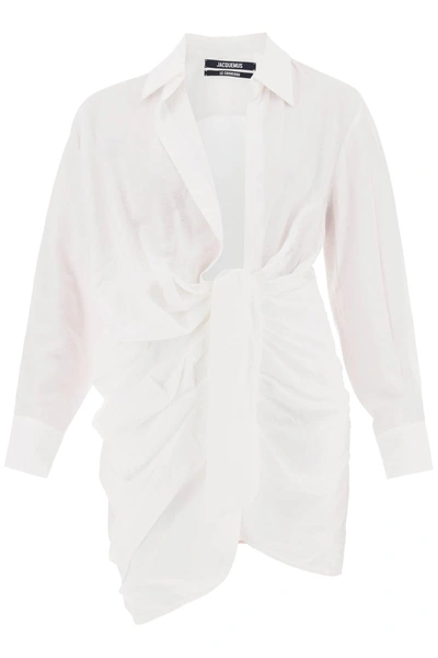 Jacquemus La Dressing Gown Bahia Mini Dress In White