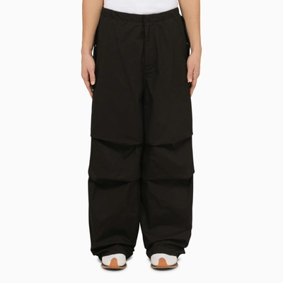 Jil Sander Black Oversize Cotton Trousers In Beige
