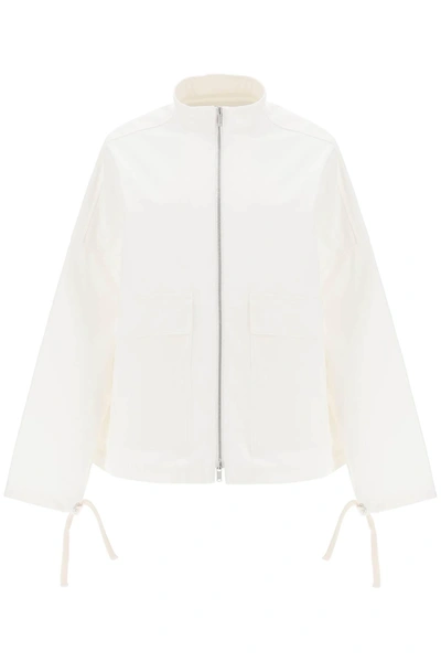 Jil Sander Oversized Blouson Jacket In Canvas In White