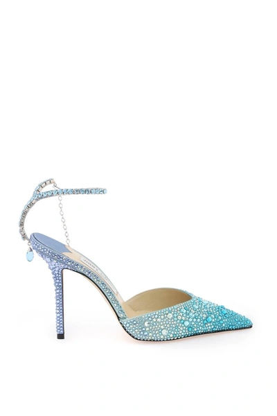 Jimmy Choo Saeda 100 Pumps In Light Blue