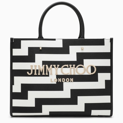 Jimmy Choo M Avenue Black/white Canvas Tote Bag