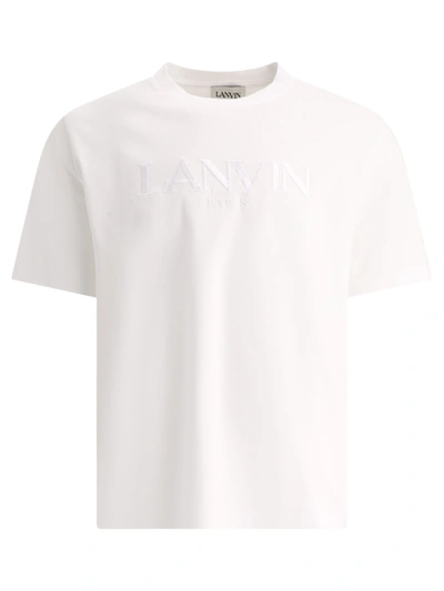 Lanvin Logo Embroidered Cotton T-shirt In White