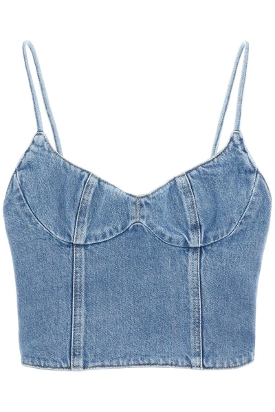 Magda Butrym Cropped Denim Bustier In Light Blue
