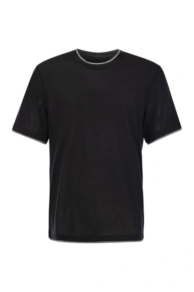 Brunello Cucinelli Silk And Cotton T-shirt In Black