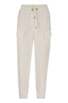 Brunello Cucinelli Women's Smooth Cotton Fleece Cargo Pants With Monile In White
