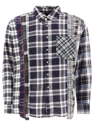 Needles Plaid Checked Asymmetric Hem Panelled Shirt In Brown