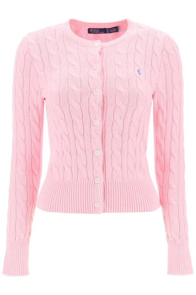 Polo Ralph Lauren Cable Knit Cotton Cardigan In Pink