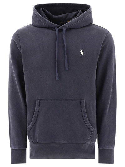 Polo Ralph Lauren Pony Embroidered Drawstring Hoodie In Black