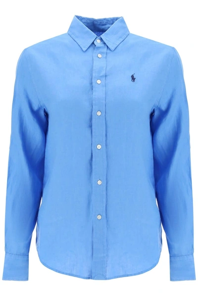 Polo Ralph Lauren Polo Pony Linen Shirt In Blue,light Blue