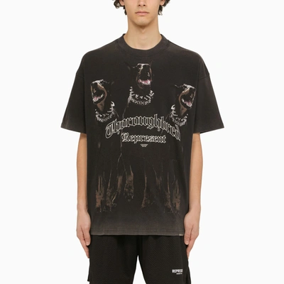 Represent Mens Vintage Black Thoroughbred Graphic-print Cotton-jersey T-shirt