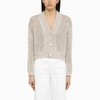 ROBERTO COLLINA ROBERTO COLLINA PEARL COLOURED KNITTED CARDIGAN IN COTTON BLEND
