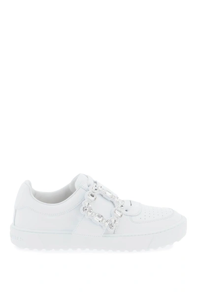 Roger Vivier Embellished Buckle Sneakers In White