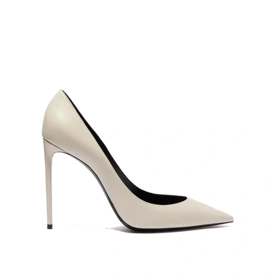 Saint Laurent Zoe 105 Leather Pumps In White