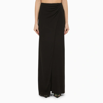 THE ANDAMANE THE ANDAMANE BLACK SILK LONG SKIRT WITH DRAPE