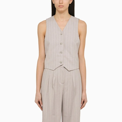 The Andamane Pinstriped Tailored Waistcoat In Grey