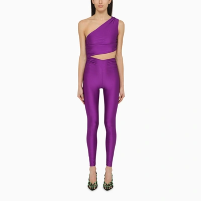 The Andamane Symmetrical Close Fitting Jumpsuit With Cut-out Detail In Purple