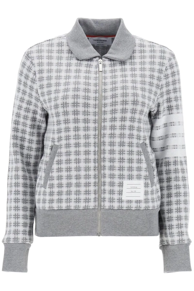 THOM BROWNE THOM BROWNE 4 BAR SWEATSHIRT IN CHECK KNIT