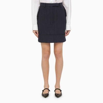 THOM BROWNE THOM BROWNE NAVY BLUE COTTON BLEND SKIRT