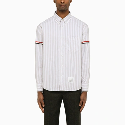 Thom Browne Striped Buttoned Shirt In Grey
