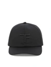 Tom Ford Embroidered Canvas And Leather Cap In Black