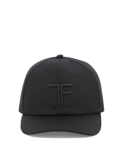 Tom Ford Embroidered Canvas And Leather Cap In Black