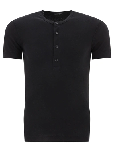 Tom Ford Henley T Shirt In Black