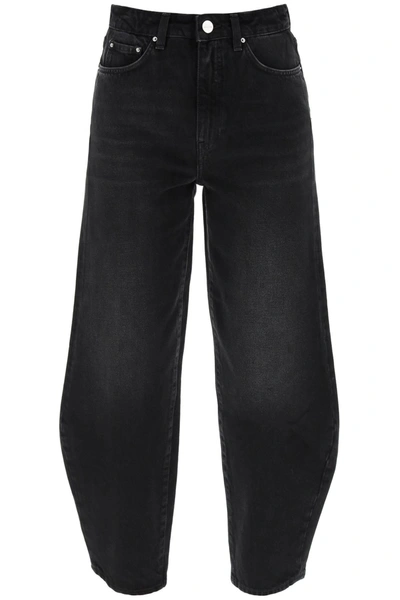 Totême Barrel Leg Denim Pants In Faded Black