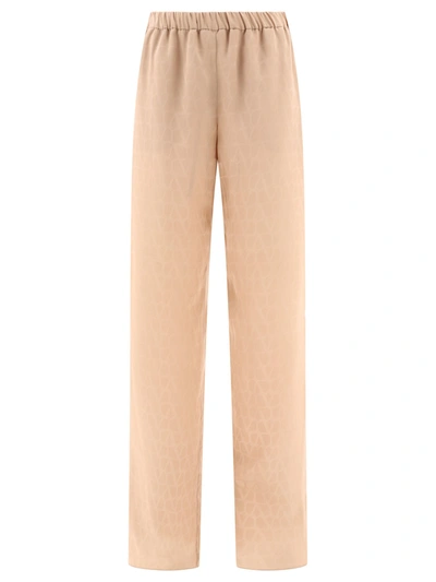 Valentino "toile Iconographe" Silk Trousers In Pink