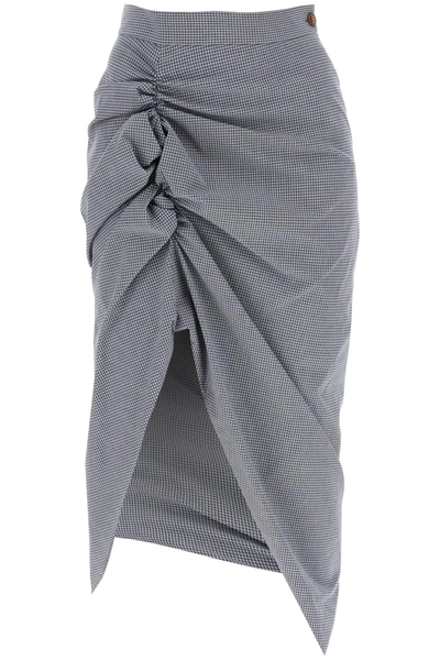Vivienne Westwood Panther Gingham Midi Skirt In Gray