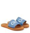 Chloé Chloe Girls Denim Kids Branded Denim Sliders 6-9 Years In Blue
