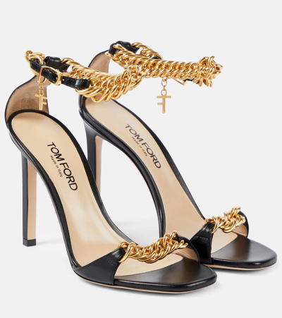 Tom Ford Zenith 105 Chain-detail Leather Sandals In Black