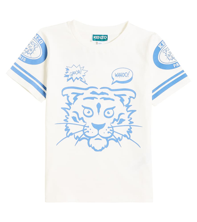 Kenzo Kids' Printed Cotton-blend Jersey T-shirt In White