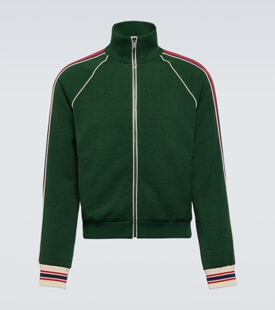Gucci Gg Jacquard Jersey Jacket In Green