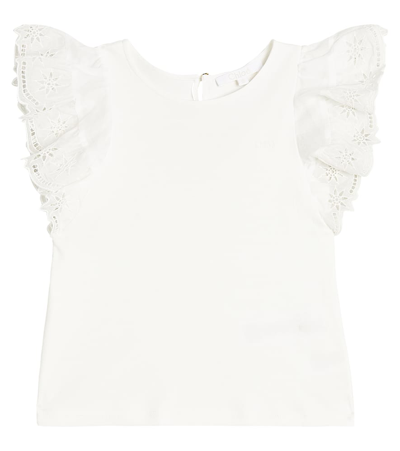 CHLOÉ CHLOÉ KIDS EMBROIDERED COTTON TOP