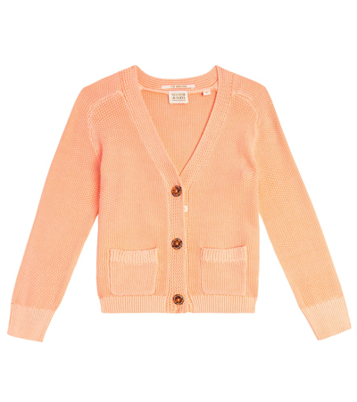 Scotch & Soda Kids' Waffle-knit Cotton Sweater In Pink