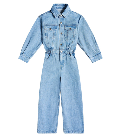 The New Society Kids' Woodland Denim Jumpsuit In Blue