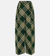 BURBERRY CHECKED WOOL TWILL WIDE-LEG PANTS